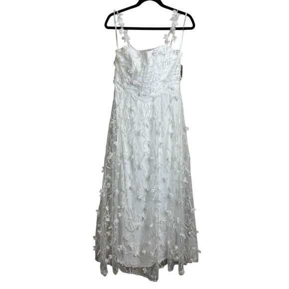 Dessy Collection NWT White Ivory Floral Embroidered Dress 3D Appliqués Formal 10 - Picture 2 of 9